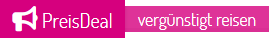 Pinker Kasten mit Megafon und Aufschrift PreisDeal vergünstigt reisen